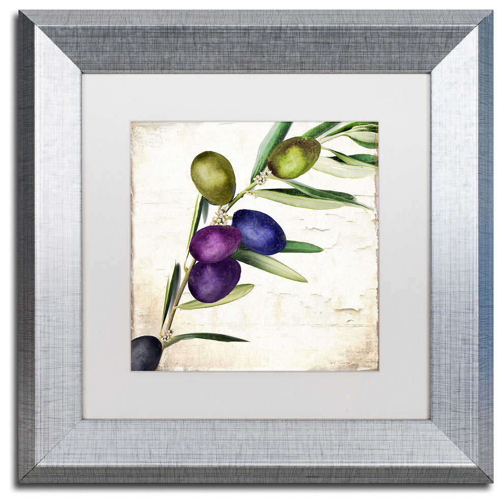 Color Bakery 'Olive Branch III', Silver Frame, White Mat, 11x11