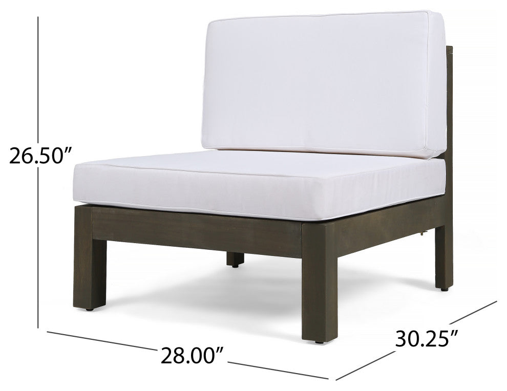 Morgan Outdoor 6 Seater Acacia Wood Sofa Chat Set, White