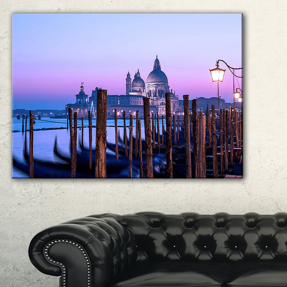 "Venice Sunset Panorama At Twilight" Extra Large Seascape Art Canvas, 40"x30"