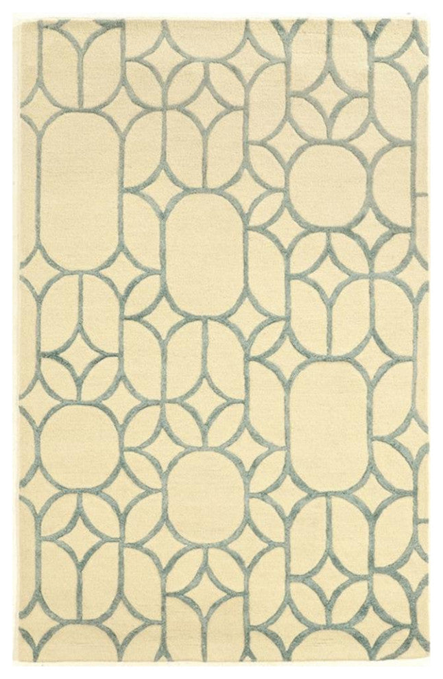 Linon Aspire Window Hand Tufted Wool 8'x11' Rug in Ivory