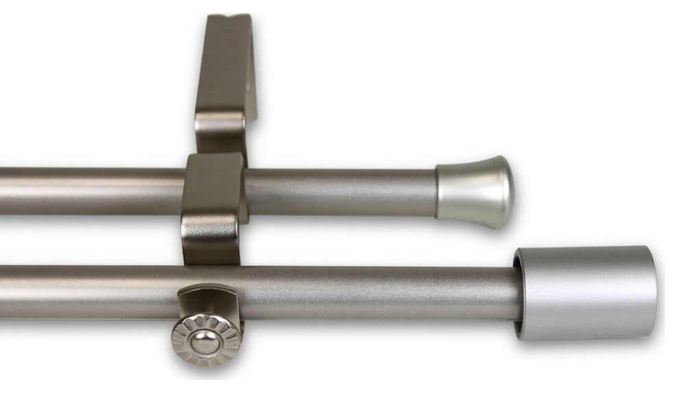 Bertha Double Curtain Rod 5/8" 84-120", Satin Nickel