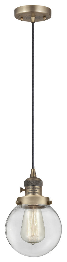 Innovations 201CSW-BB-G202-6-LED 1 Light Pendant, Switch, Brushed Brass