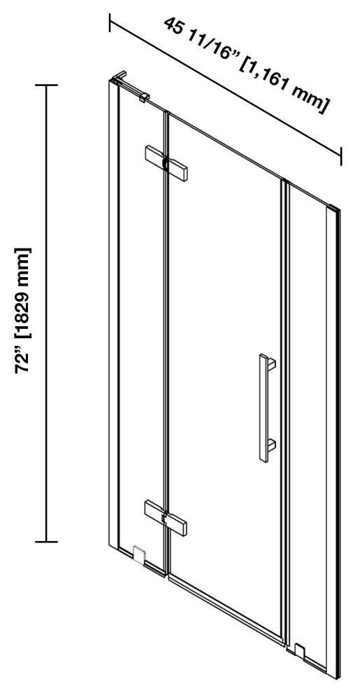 Tampa 45 11/16-48 1/16"Wx72"H Alcove Hinge Shower Door Black
