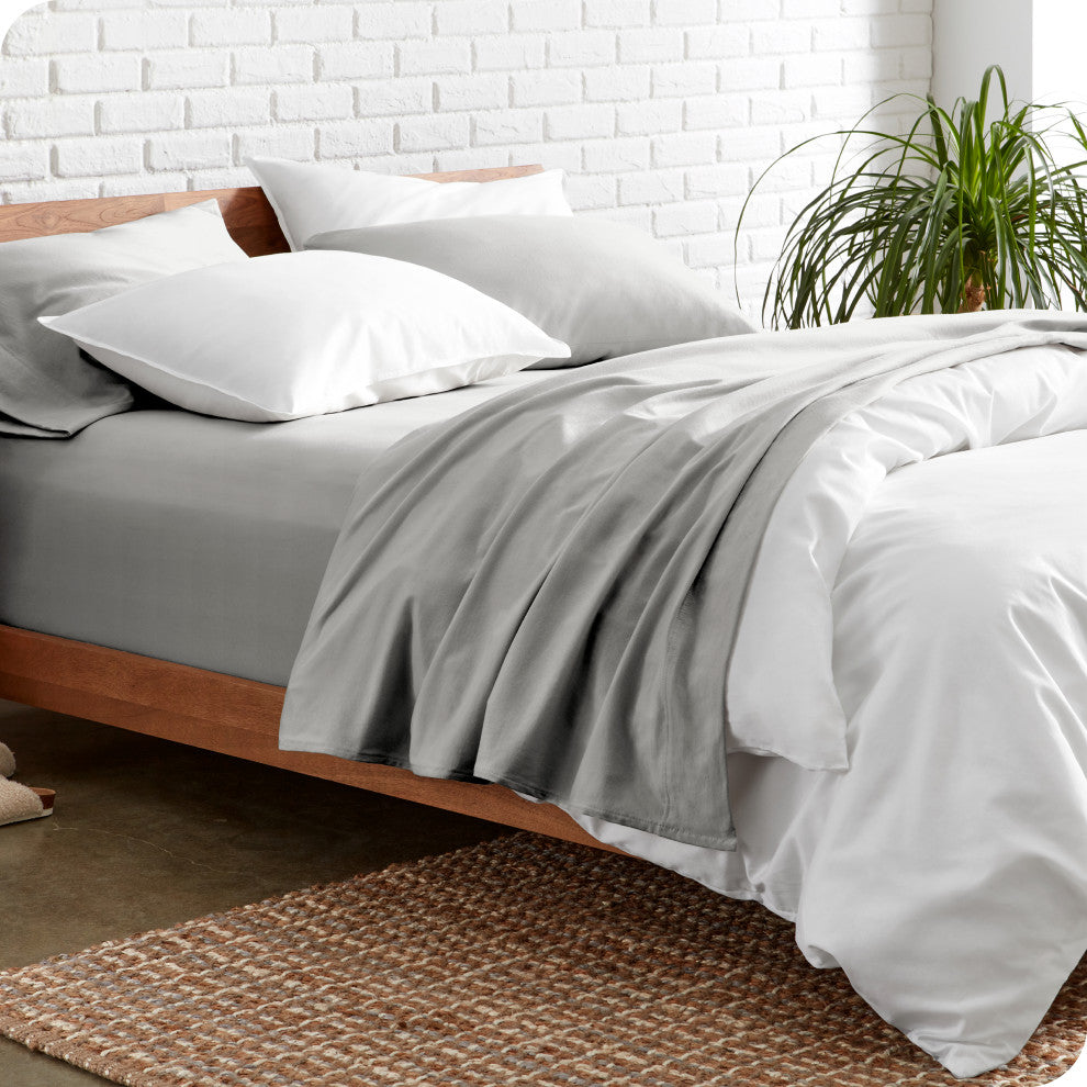 Bare Home Twin XL 1800 Microfiber Sheet Set, Light Gray