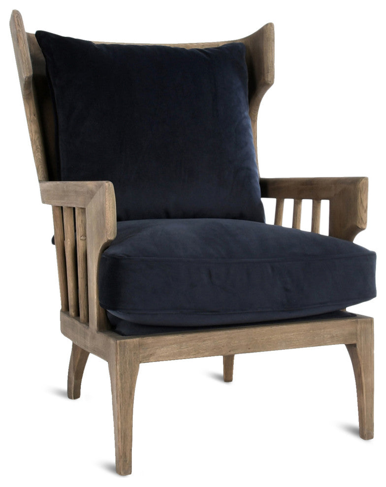 Wingback Navy Velvet Arm Chair