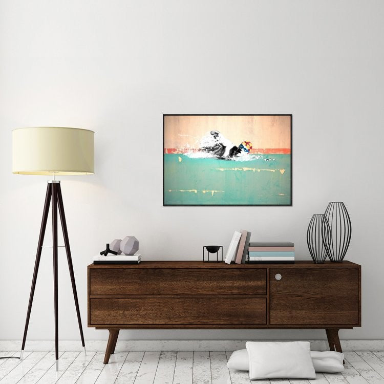 "Swim on! Bronx, NYC" Framed Canvas Giclee by Masterfunk Collective, 41x29"
