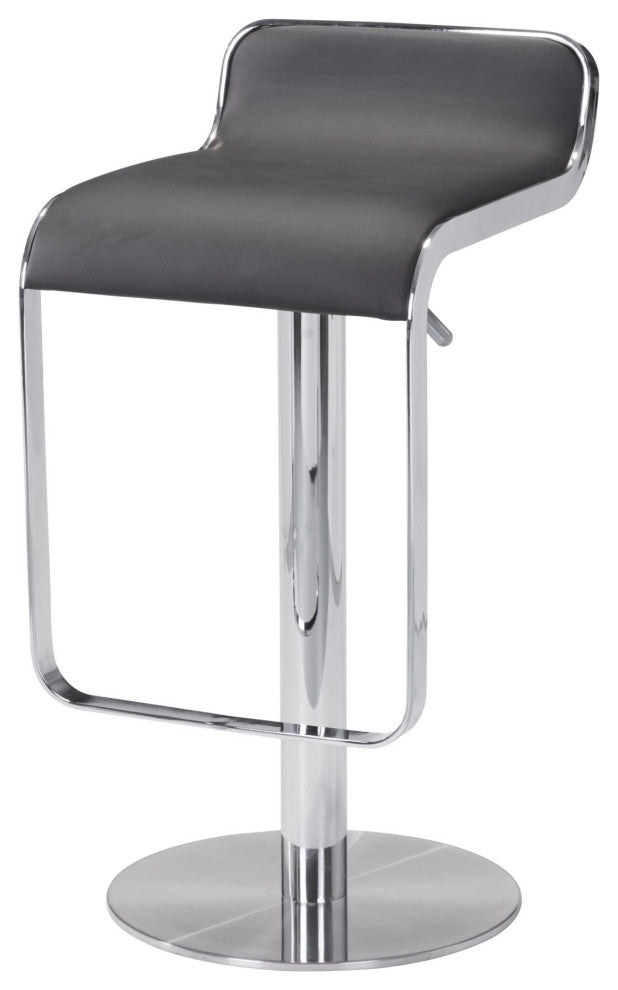 Bar Stool Chair Barstool, Faux Vinyl Leather, Steel, Brown Black, Chrome, Cafe