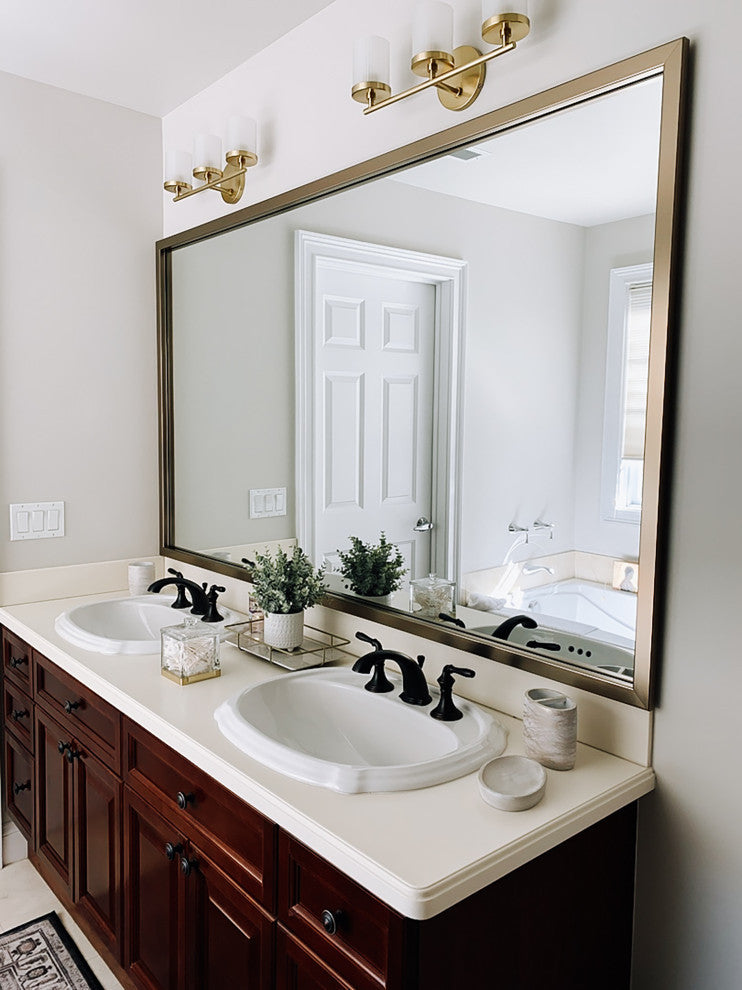 Ellis Framed Wall Mirror, Champagne Gold, 28"x54"