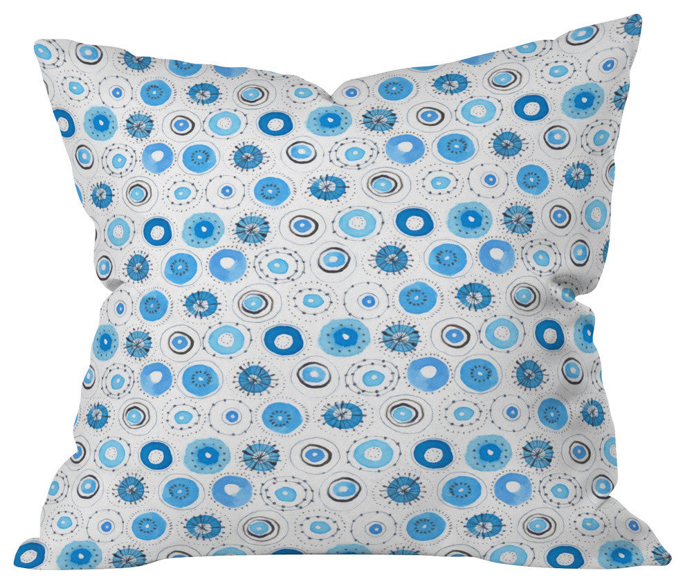 Deny Designs Cori Dantini Middy Polka Blue Outdoor Throw Pillow