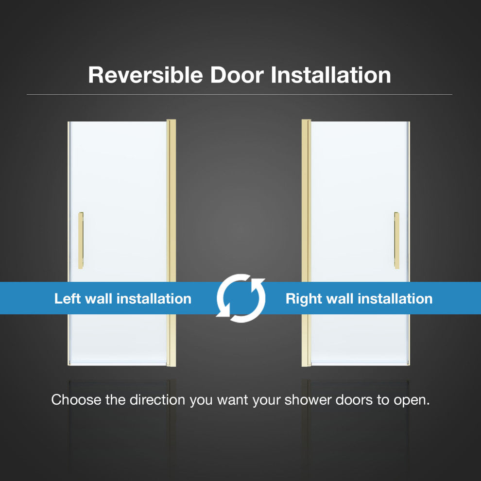 Pasadena 31 5/8-33"Wx72"H Alcove Pivot Shower Door Brushed Gold