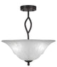 Revo Semi-Flush With 3 Bulbs, With 16" White Marble Glass, Dark Granite