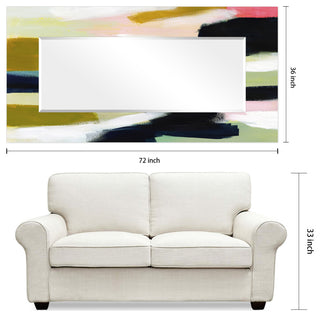 Sunder Rectangular Beveled Wall Mirror on Free Floating Printed Tempered Glass