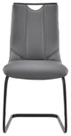 Fenton and Gray Pacific 7-Piece Dining Set, Black Matte Powder Coating, Gray Faux Leather and Black Table