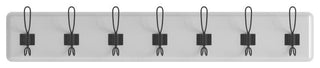 34 Inch Wall Mounted Solid Wood Storage Rack with 7 Hanging Hooks- White