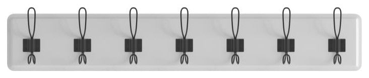 34 Inch Wall Mounted Solid Wood Storage Rack with 7 Hanging Hooks- White