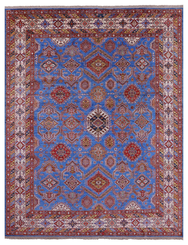 8' 2" X 10' 4" Geometric Super Kazak Handmade Rug Q9517