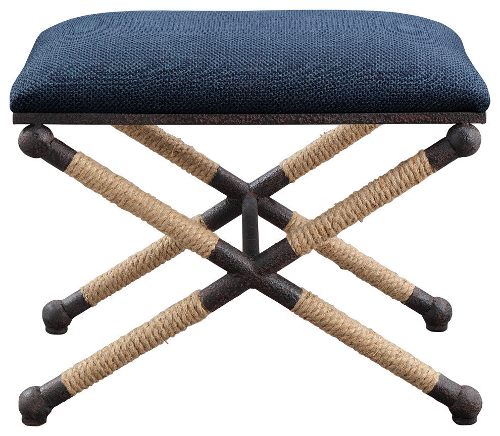 Uttermost Firth Small Navy Fabric bench