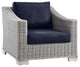 Outdoor Patio Wicker Rattan 7-Piece Sectional Sofa Furniture Set Gray Navy