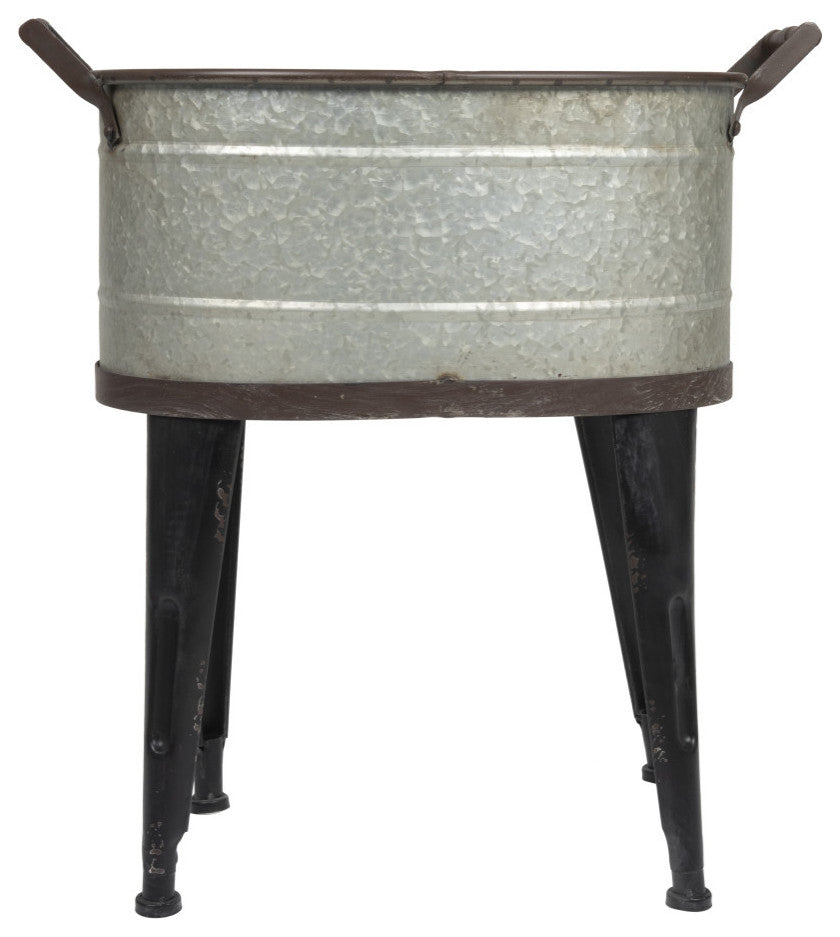 Silver Metal Buckets/Planters with Handles on Stand (Set of 3 Sizes)