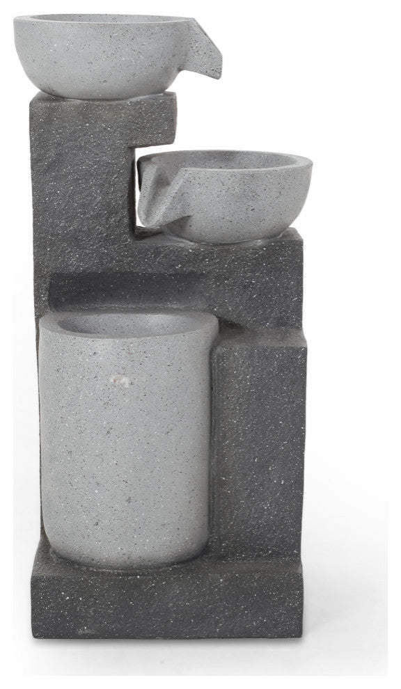 Colquitt Catoosa Outdoor Modern 3 Tier Fountain, Multi-Gray