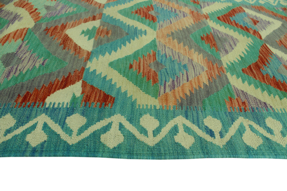 Sun Faded Kilim Mustafa Light Blue/Rust Runner, 2'6x7'11