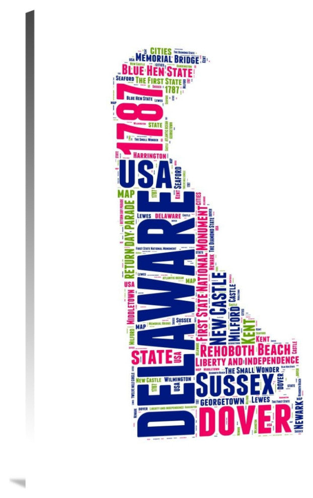 "Delaware Word Cloud Map" Fine Art Print