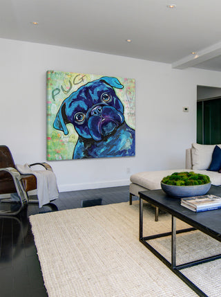 "Black Pug" Painting Print on Wrapped Canvas