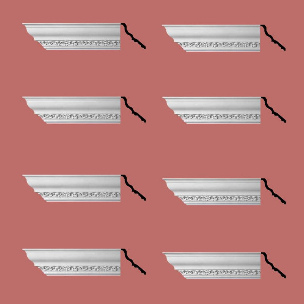 Cornice White Urethane Sabine Ornate Design 8 Pieces Totaling 752" Length
