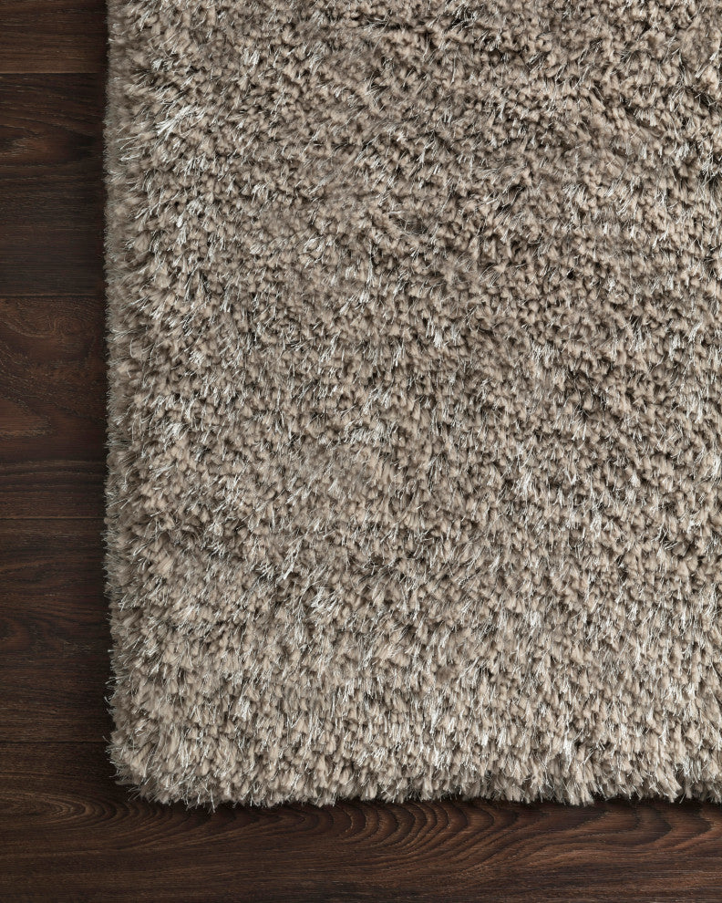 Hand Tufted Polyester Mila Shag Area Rug by Loloi II, Taupe, 2'3"x3'9"