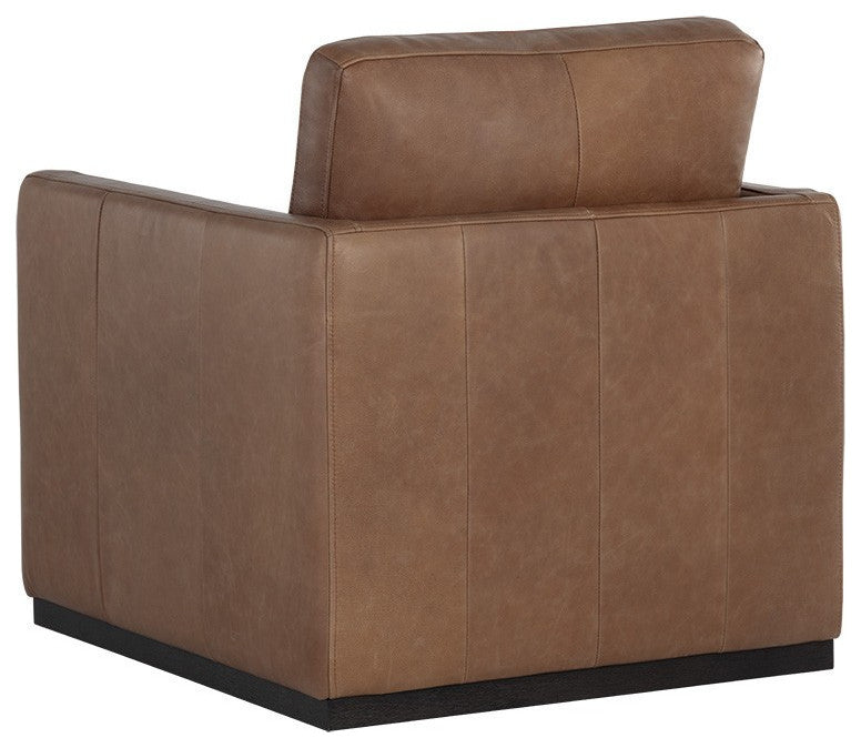 Portman Swivel Lounge Chair, Marseille Camel Leather