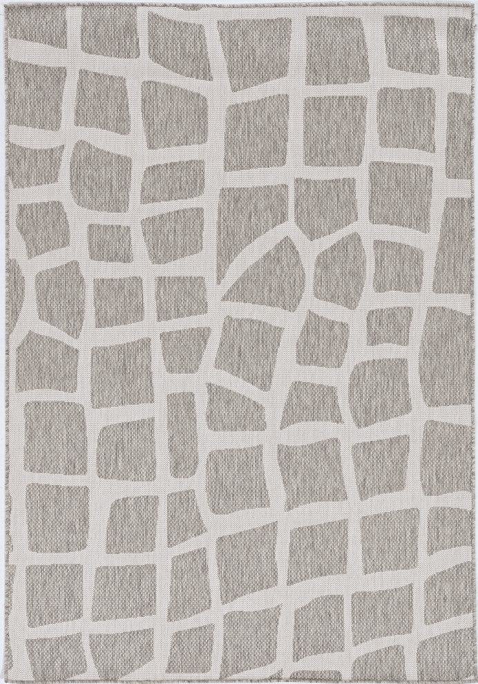 KAS Provo 5768 Ivory/Gray Bedrock Area Rug, 7'10" Round