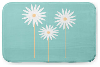 34" x 21" Floral Print Bathmat, Light Blue