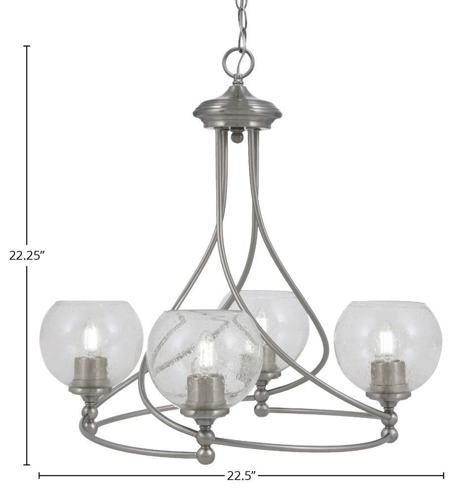 Capri 4-Light Chandelier, Brushed Nickel/Clear Bubble