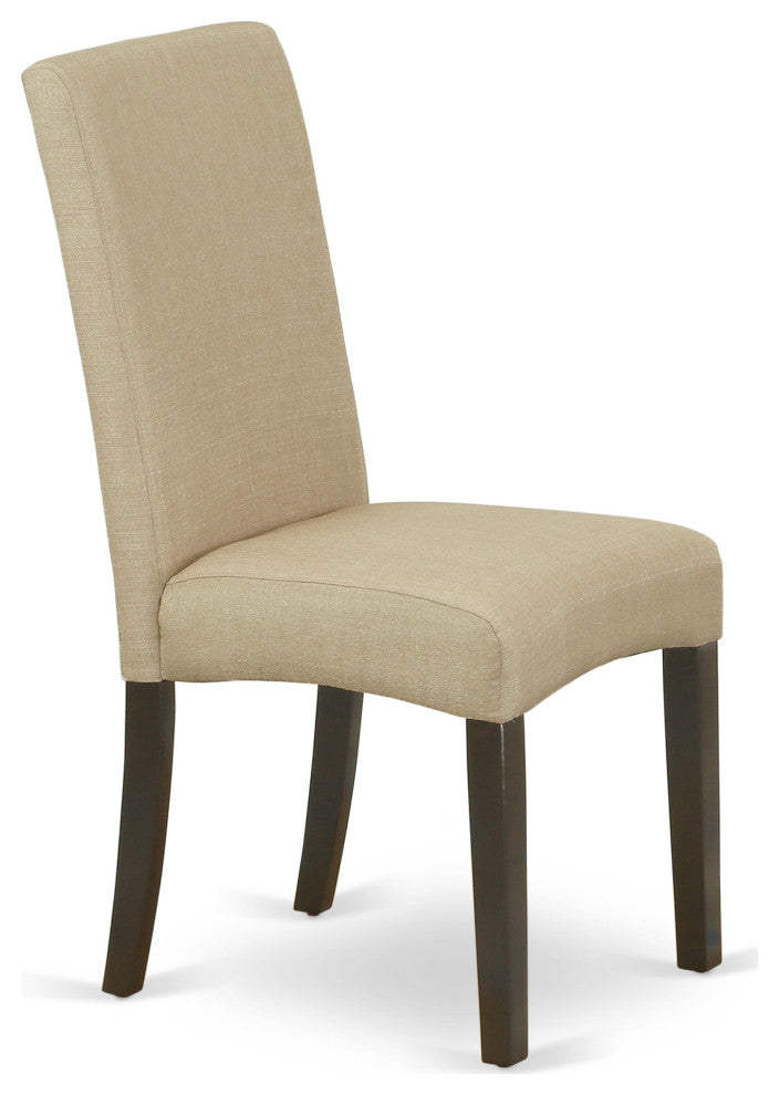 Parson Chair With Cappuccinoleg and Linen Fabric, Brown Color, Set of 2