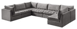 Jacob Velvet Upholstered 7-Piece U-Shaped Modular Sectional, Grey
