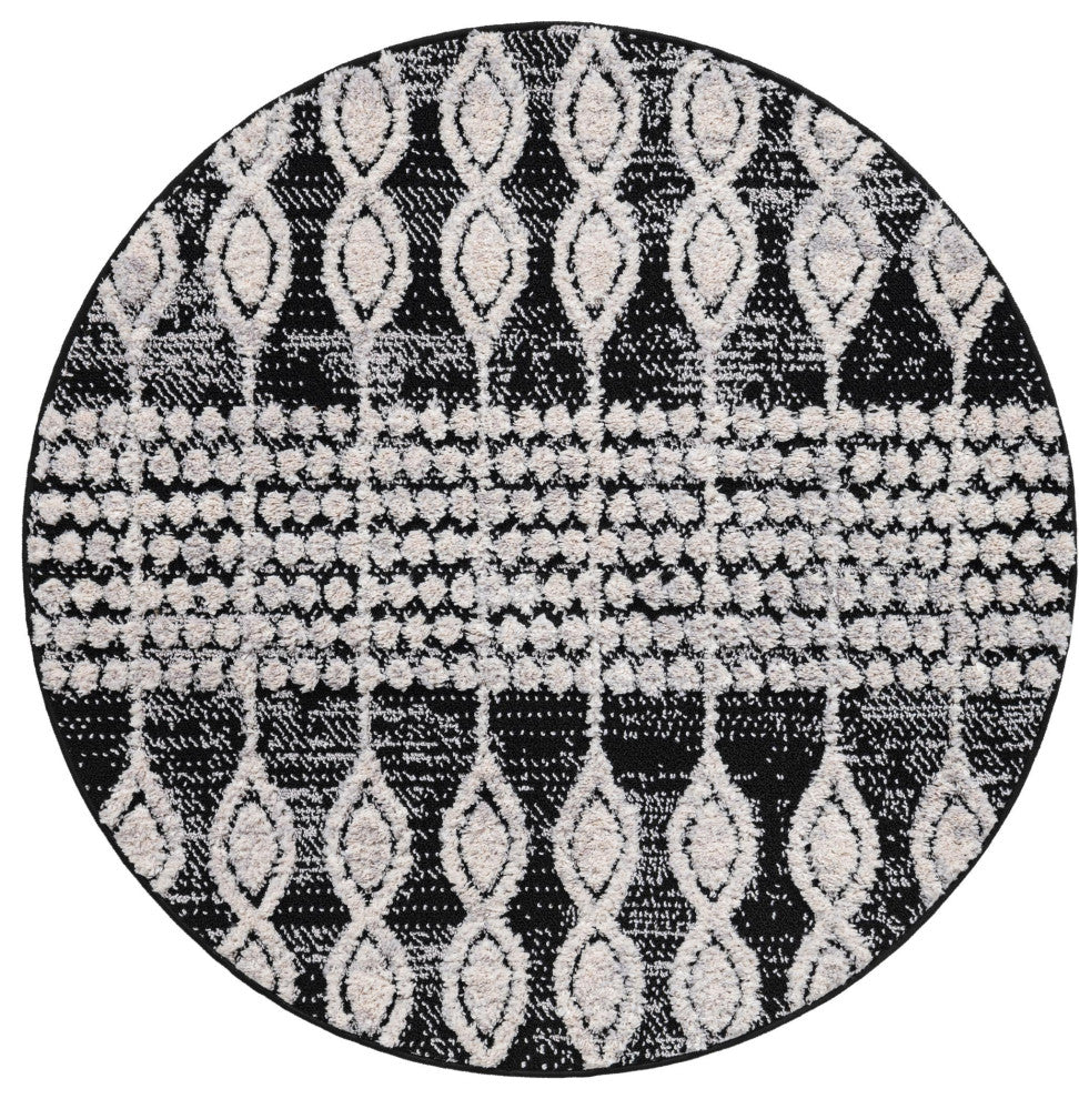 Unique Loom Cherokee Asheville Area Rug, Charcoal, 4' 0 X 4' 0 Round