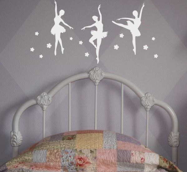 Ballerina Trio Wall Decal, 28", White