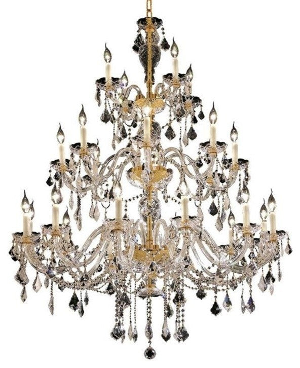 Elegant Alexandria Foyer Hall Light, Gold Finish With Royal Cut Crystal
