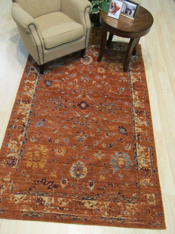 Blue Traditional Geometric Bohemian Serapi Area Rug