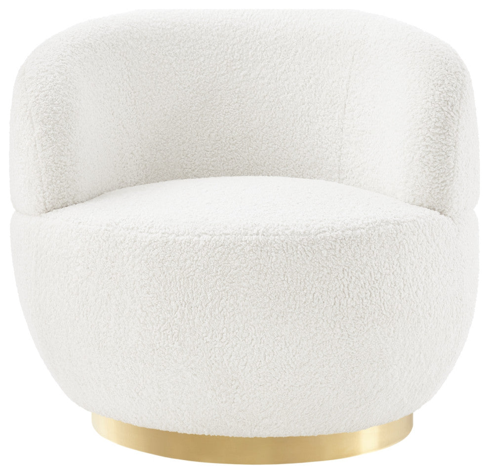Inspired Home Shaniyah Accent Chair, Swivel, White/Gold Sherpa