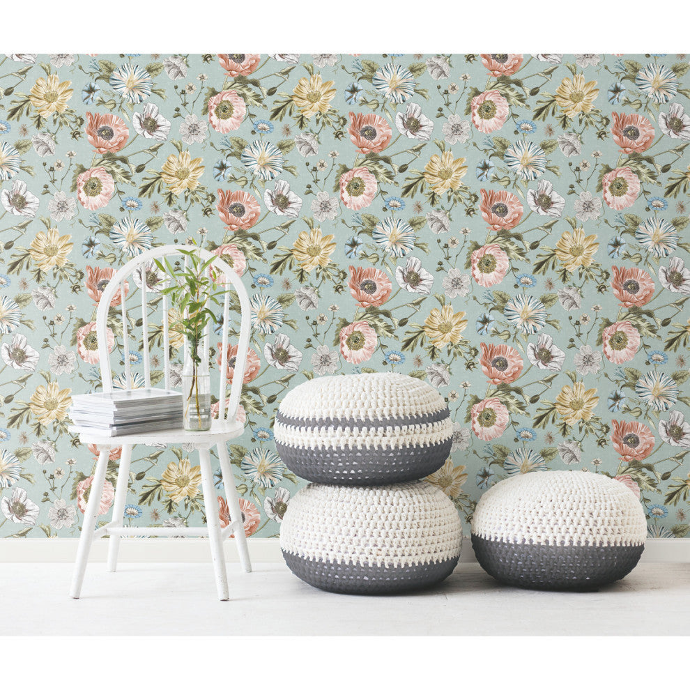 Vintage Poppy Peel and Stick Wallpaper