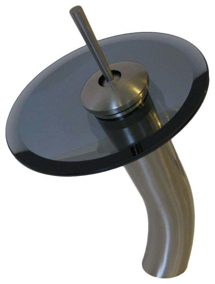 Novatto GF-001BN-S Vessel Faucet With Smoke Colored Glass, Brushed Nickel