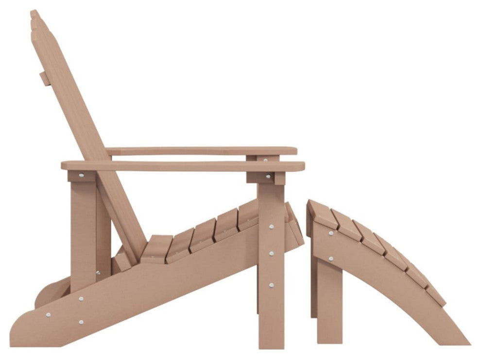 vidaxL Patio Adirondack Chair With Footstool HDPE Brown