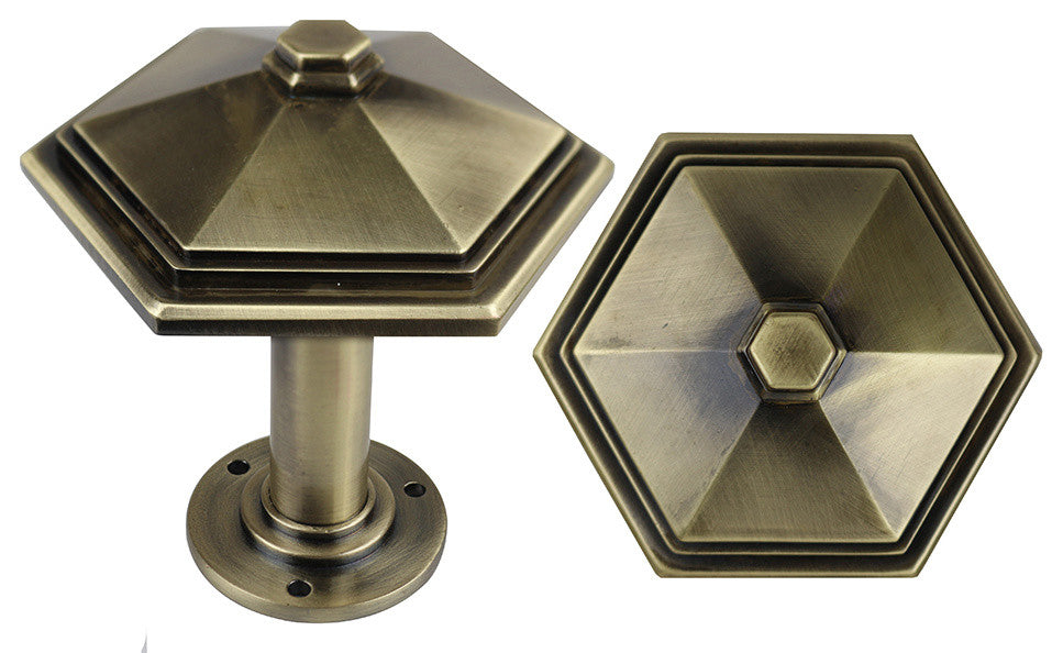 Urbanest Set of 2 Esagono Metal Drapery Medallion Holdback, Antique Brass