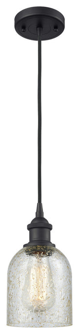 1-Light LED Caledonia 5" Mini Pendant, Matte Black, Shade: Mica