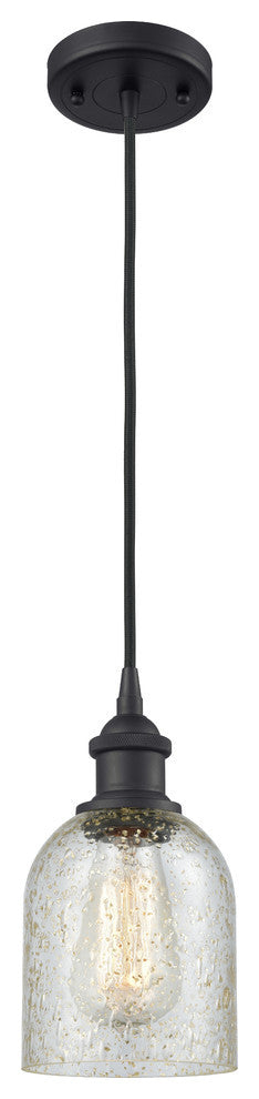 1-Light LED Caledonia 5" Mini Pendant, Matte Black, Shade: Mica
