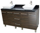 Windbay 60" Free Standing Double Vanity, Ebony, Black Stone Thick Countertop