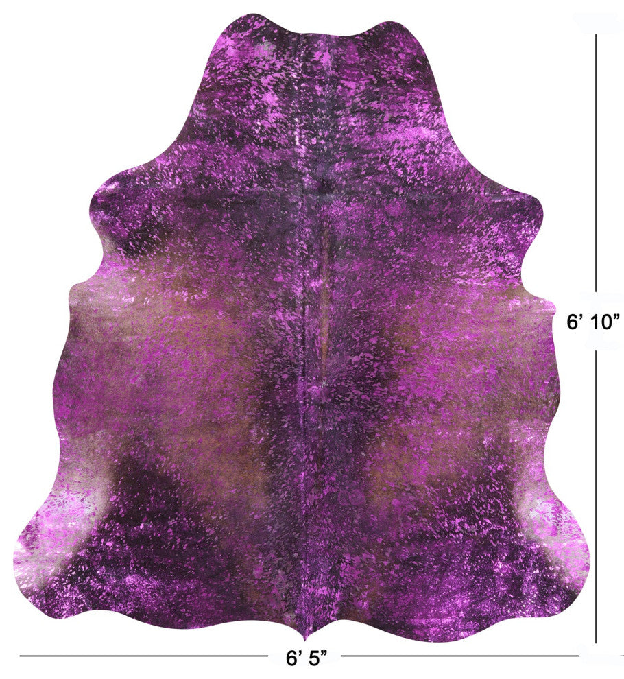 6' 10" X 6' 5" Pink Metallic Cowhide Rug C2172