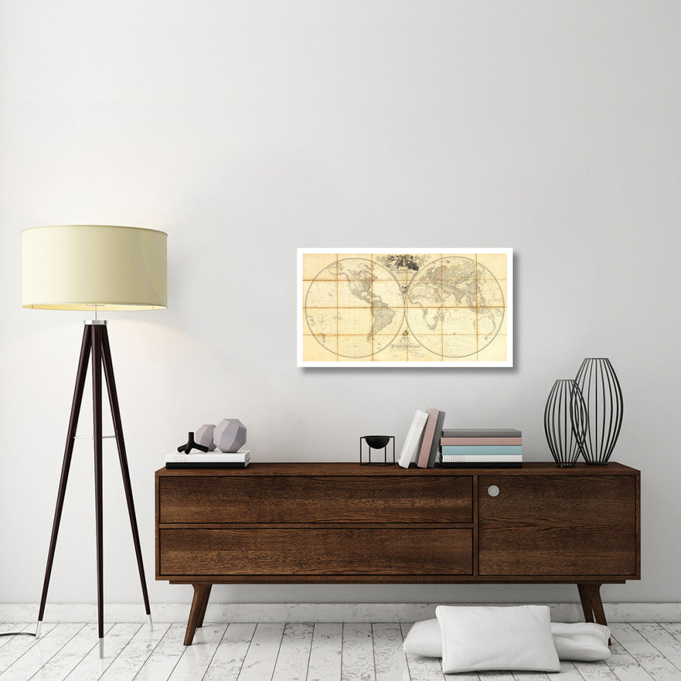 "Map of the World, Researches of Capt. James Cook, 1808" Paper Art, 38"x21"