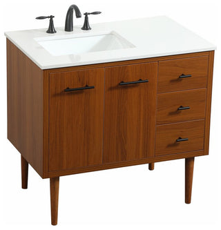 Home Living 22" Midcentury Modern Teak-Light Bathroom Vanity